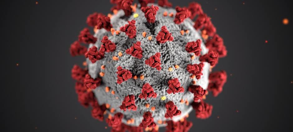 Imagem representando o novo coronavírus ou SARS-CoV-2, um dos microorganismos que causa a síndrome respiratória aguda grave.